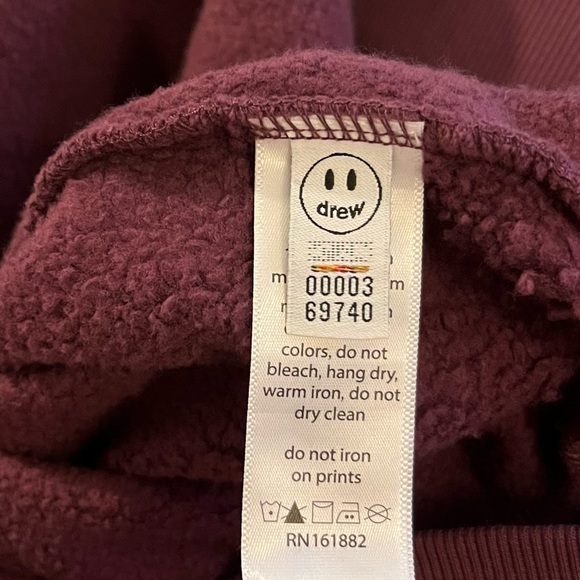 DREW HOUSE JUSTIN BIEBER BURGUNDY YELLOW EMBROIDERED LOGO HOODIE TOP XS … - Picture 6 of 7